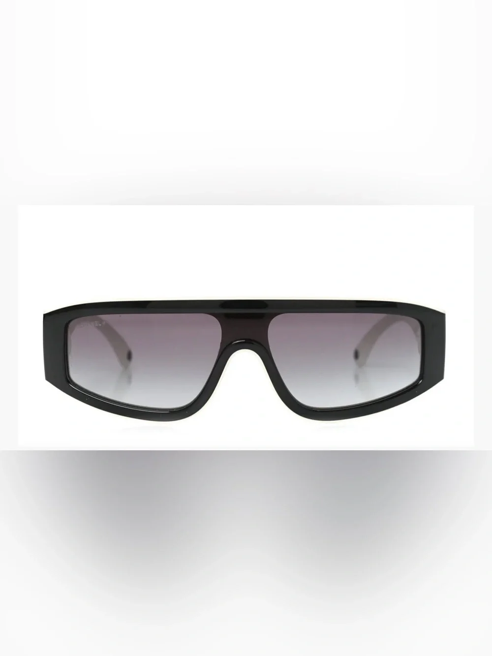 NWOT Authentic CHANEL 6057 Black White CC Shield Sunglasses